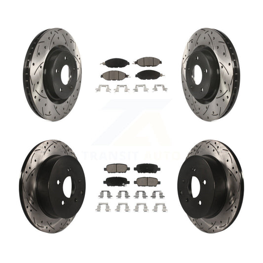 Drilled Slot Brake Rotor Ceramic Pad Front Rear Kit For Nissan Murano Pathfinder