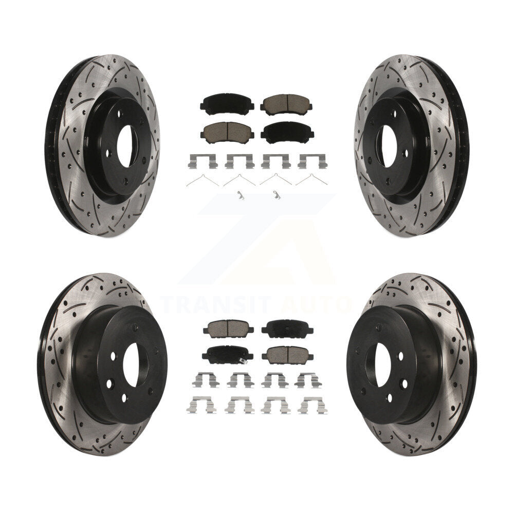 Drilled Slot Disc Brake Rotor Ceramic Pad Front Rear Kit For Nissan Rogue Select