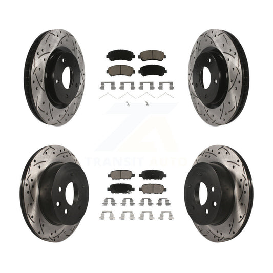Drilled Slot Disc Brake Rotor Ceramic Pad Front Rear Kit For Nissan Rogue Select