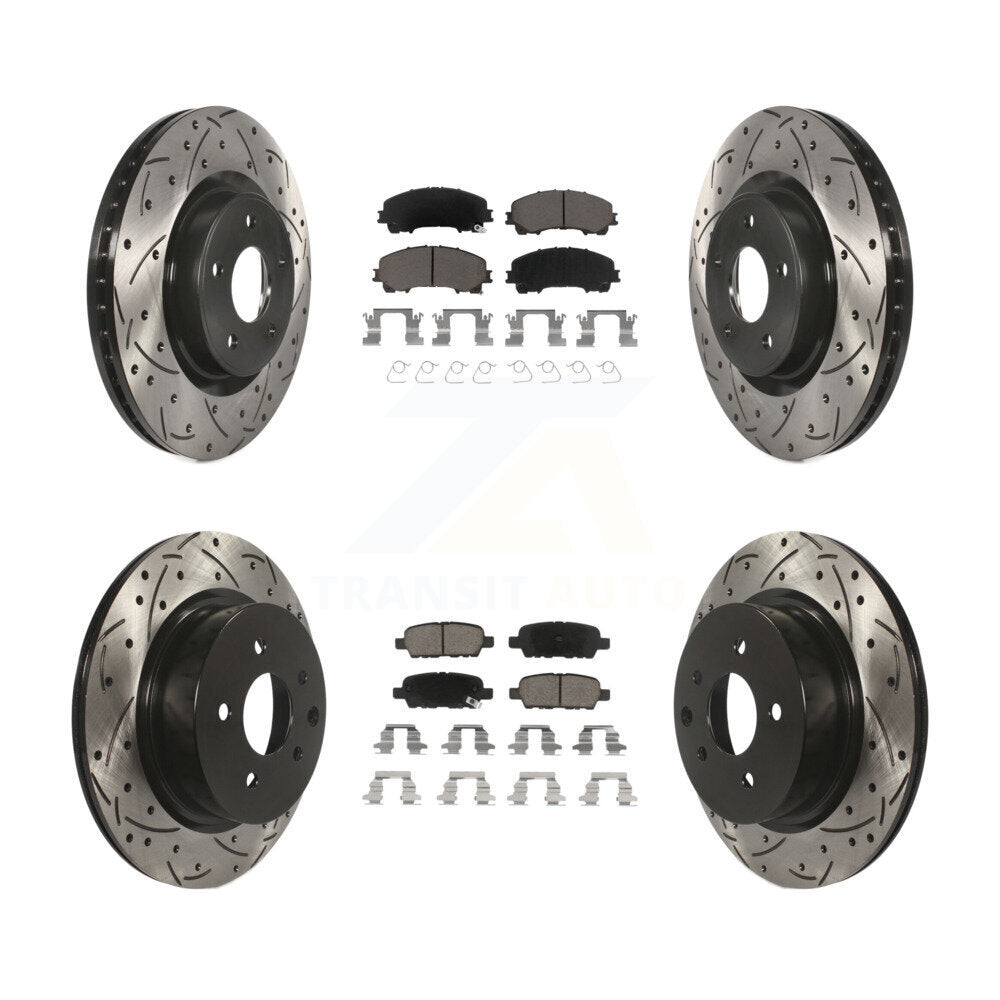 Drilled Slot Brake Rotors Ceramic Pad Front Rear Kit For 2016-2017 INFINITI QX50