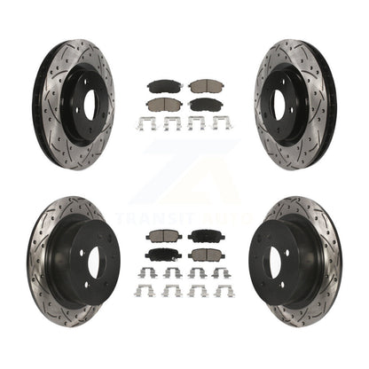 Drilled Slot Brake Rotor Ceramic Pad Front Rear Kit For 07-12 Nissan Sentra SE-R