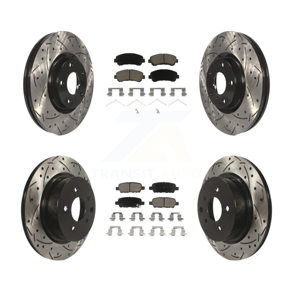 Coated Drill Slot Disc Brake Rotors Ceramic Pad Front Rear Kit For Nissan Maxima