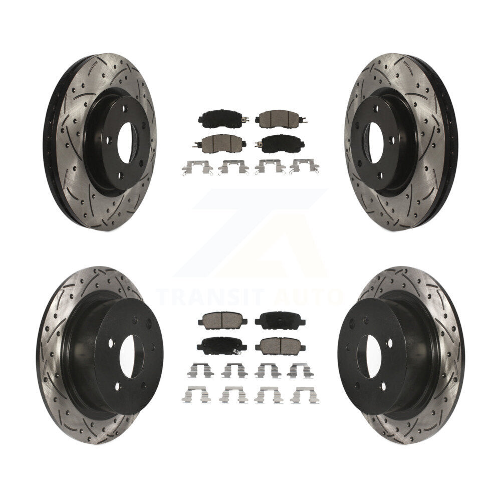 Coated Drill Slot Disc Brake Rotors Ceramic Pad Front Rear Kit For Nissan Altima