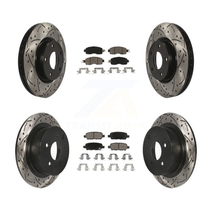 Coated Drill Slot Disc Brake Rotors Ceramic Pad Front Rear Kit For Nissan Altima