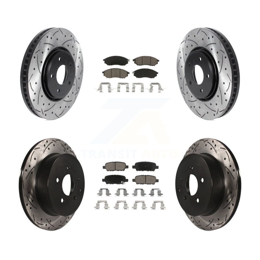 Drilled Slot Brake Rotors Ceramic Pad Front Rear Kit For INFINITI FX35 FX37 FX45