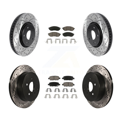 Drilled Slot Brake Rotors Ceramic Pad Front Rear Kit For INFINITI FX35 FX37 FX45
