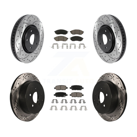 Drilled Slot Brake Rotors Ceramic Pad Front Rear Kit For INFINITI FX35 FX37 FX45
