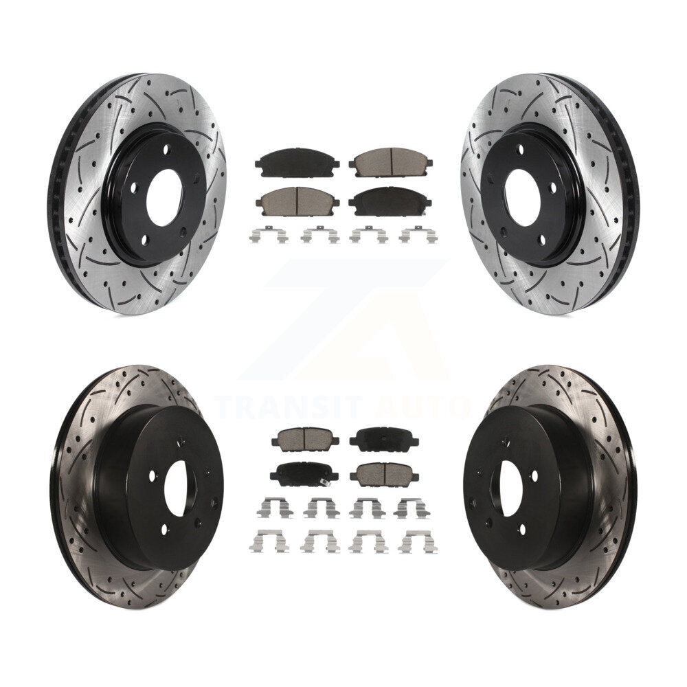 Drilled Slot Brake Rotor & Ceramic Pad Front Rear Kit For 2004-2009 Nissan Quest