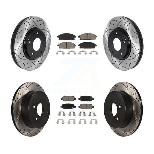 Drilled Slot Brake Rotor & Ceramic Pad Front Rear Kit For 2004-2009 Nissan Quest