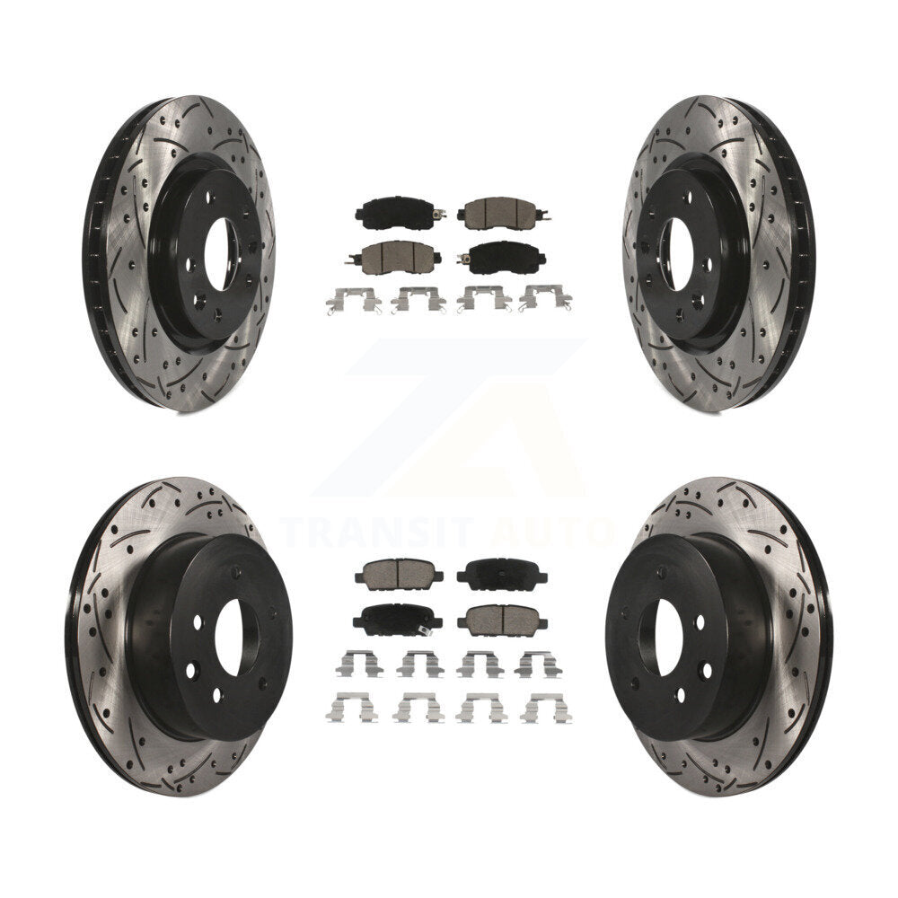 Coated Drilled Slot Disc Brake Rotors Ceramic Pad Front Rear Kit For Nissan LEAF