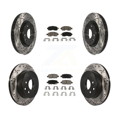 Coated Drilled Slot Disc Brake Rotors Ceramic Pad Front Rear Kit For Nissan LEAF