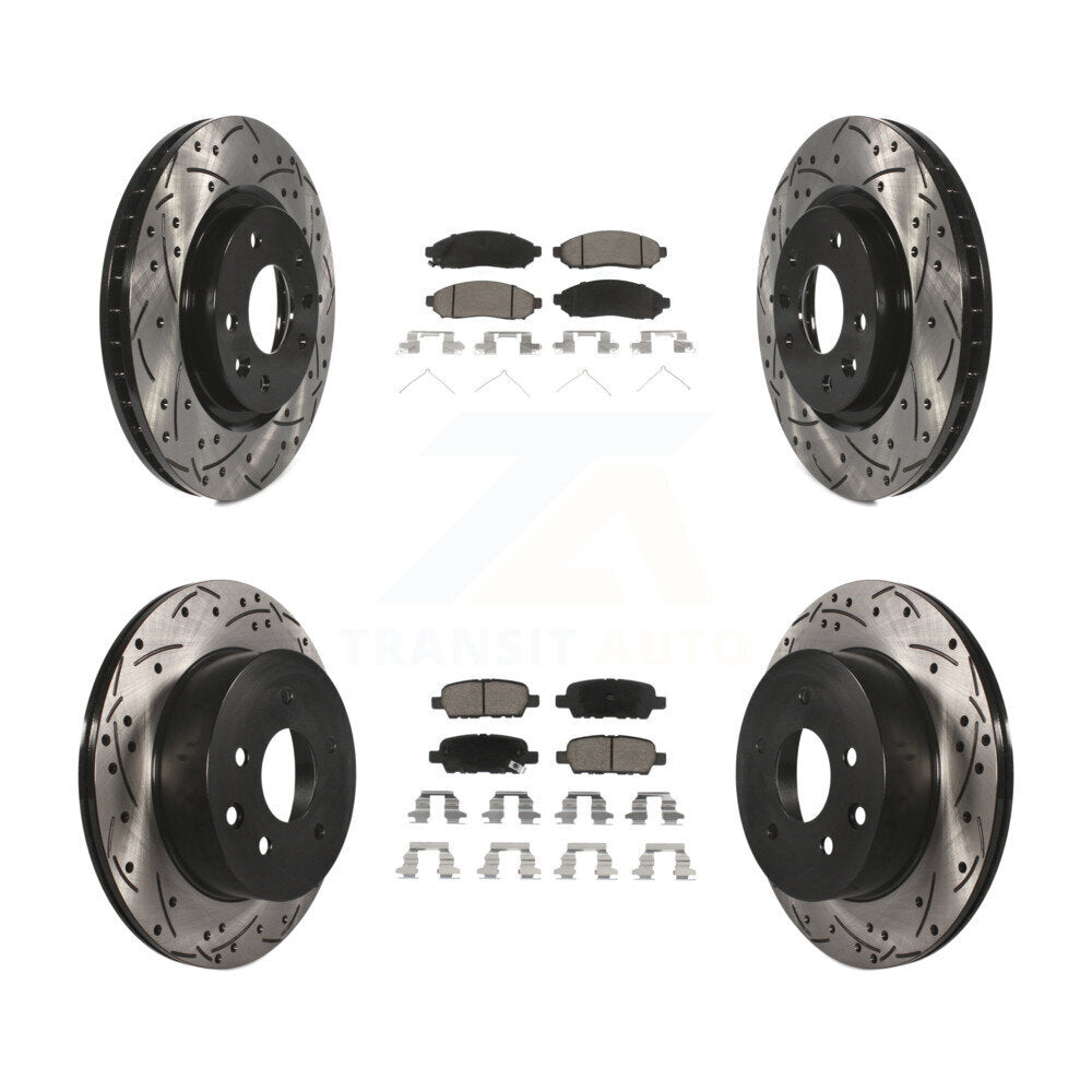 Coated Drilled Slot Disc Brake Rotors Ceramic Pad Front Rear Kit For Nissan LEAF