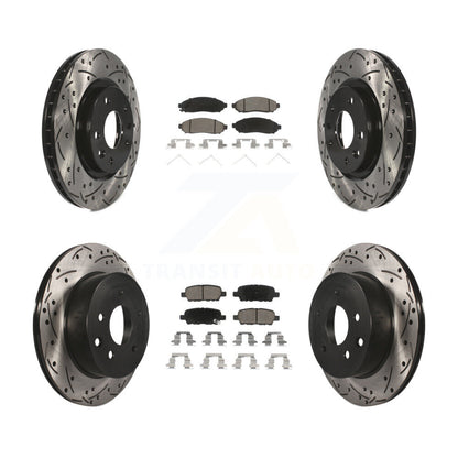 Coated Drilled Slot Disc Brake Rotors Ceramic Pad Front Rear Kit For Nissan LEAF