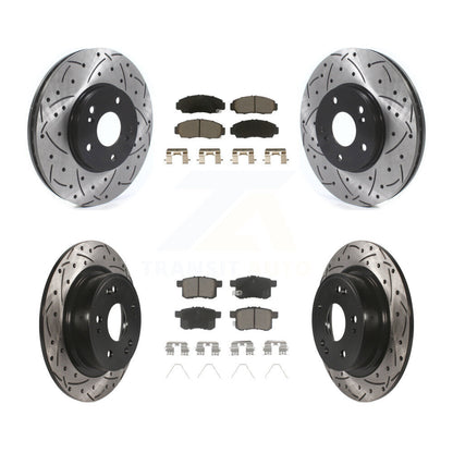 Drilled Slot Brake Rotor & Ceramic Pad Front Rear Kit For Honda Accord Acura TSX