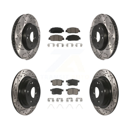 Coated Drilled Slot Disc Brake Rotor Ceramic Pad Front Rear Kit For Honda Accord