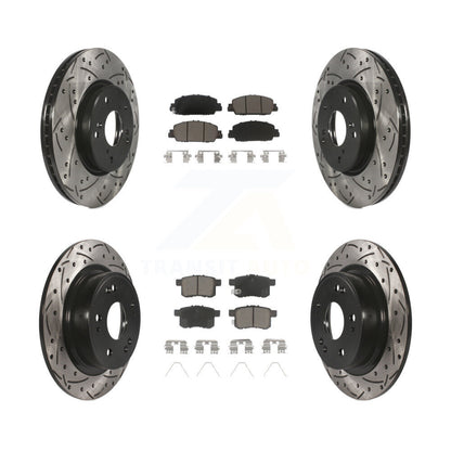 Coated Drilled Slot Disc Brake Rotor Ceramic Pad Front Rear Kit For Honda Accord