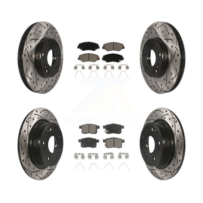 Coated Drilled Slot Disc Brake Rotor Ceramic Pad Front Rear Kit For Honda Accord