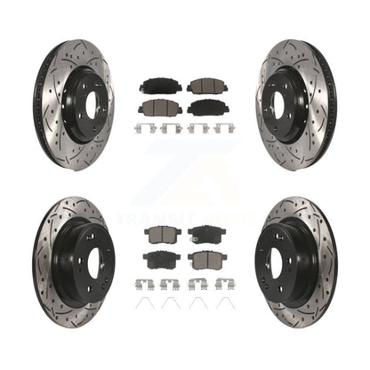 Coated Drilled Slot Disc Brake Rotor Ceramic Pad Front Rear Kit For Honda Accord