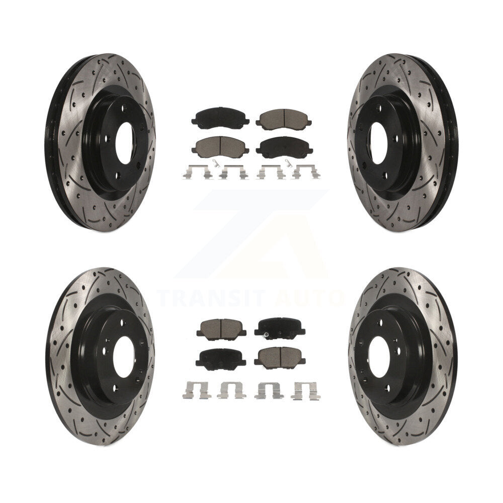 Drilled Slot Brake Rotor Ceramic Pad Front Rear Kit For Mitsubishi RVR Outlander