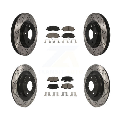 Drilled Slot Brake Rotor Ceramic Pad Front Rear Kit For Mitsubishi RVR Outlander