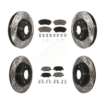 Coated Drilled Slotted Disc Brake Rotor & Ceramic Pad Front Rear Kit For Mazda 6