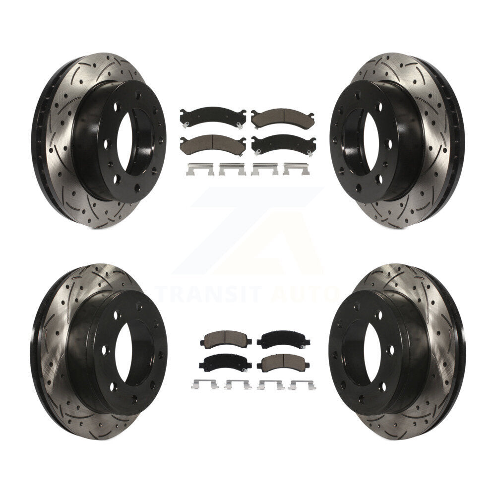 Drill Slot Brake Rotor Ceramic Pad Front Rear Kit For Chevrolet Express 2500 GMC