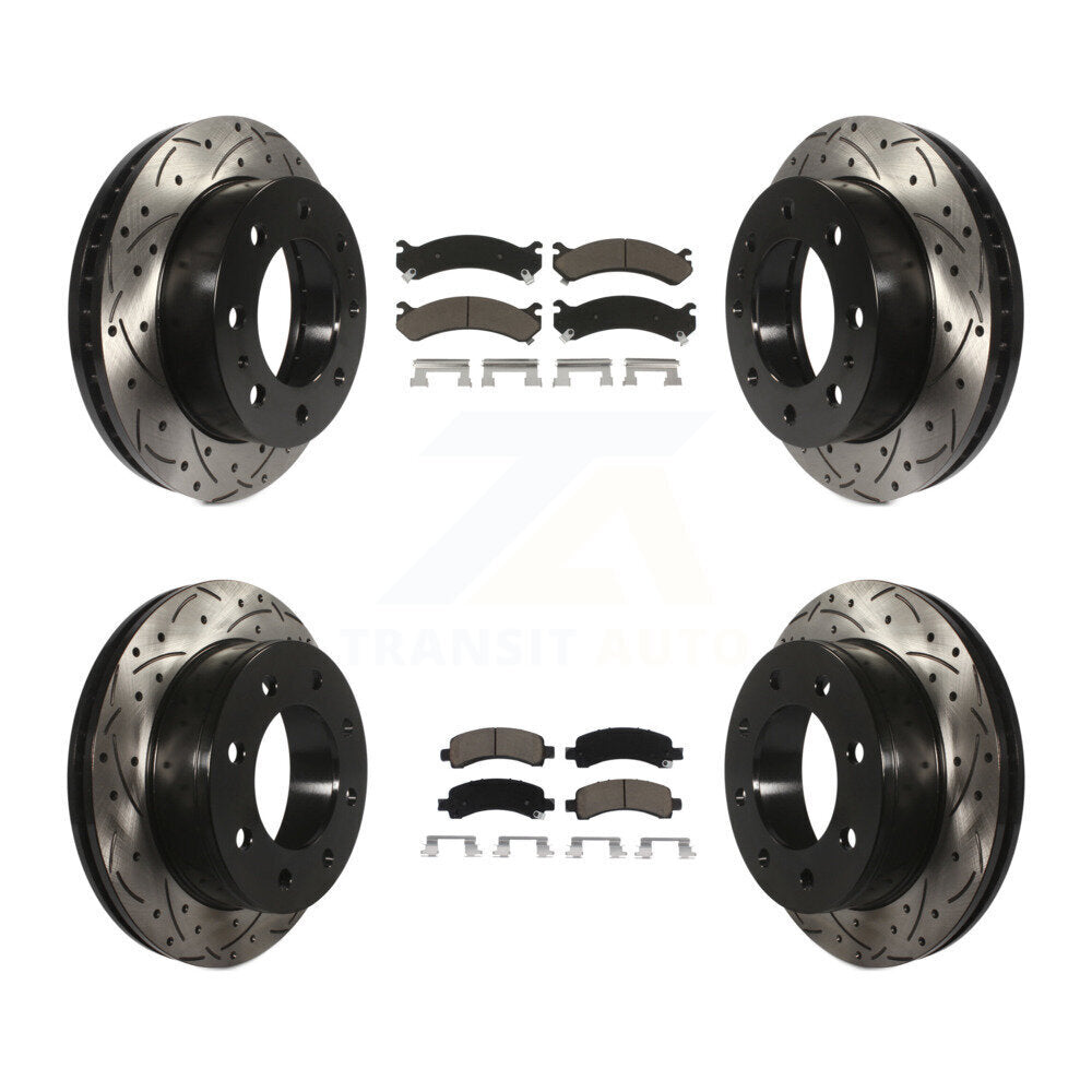 Drill Slot Brake Rotor Ceramic Pad Front Rear Kit For Chevrolet Express 2500 GMC