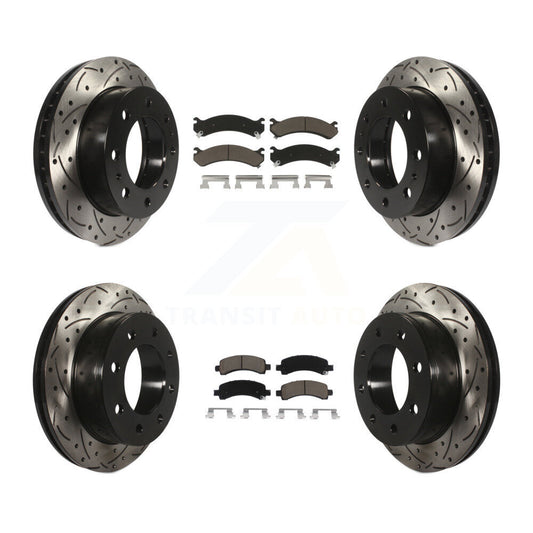 Drill Slot Brake Rotor Ceramic Pad Front Rear Kit For Chevrolet Express 2500 GMC