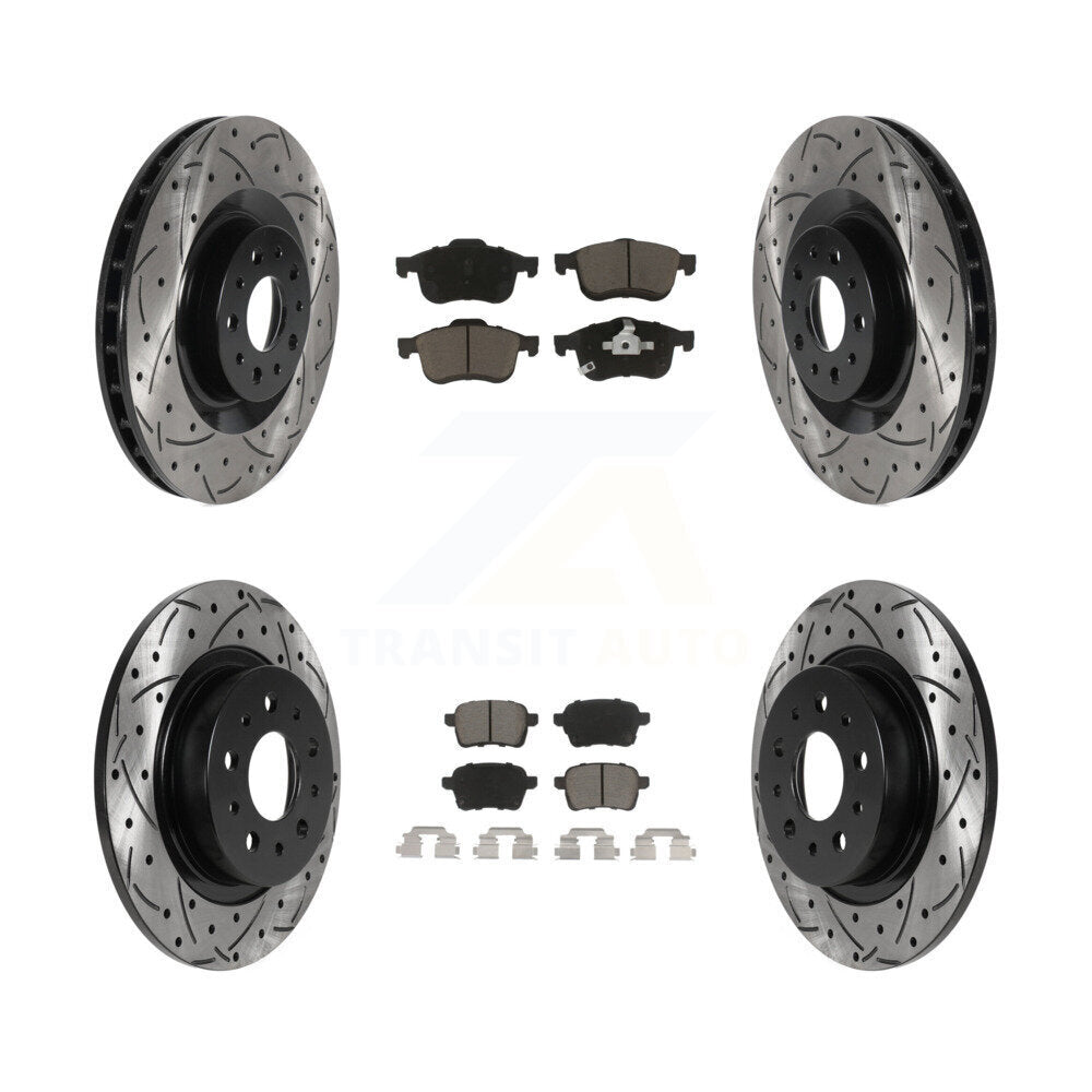 Drilled Slot Disc Brake Rotor Ceramic Pad Front Rear Kit For 2014-2020 Fiat 500L