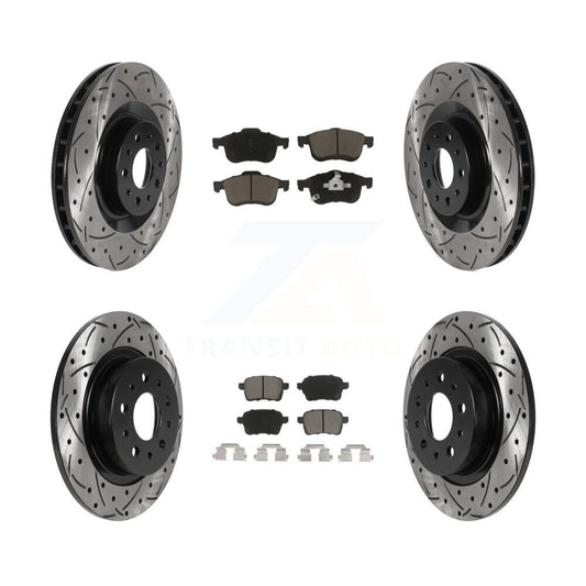 Drilled Slot Disc Brake Rotor Ceramic Pad Front Rear Kit For 2014-2020 Fiat 500L