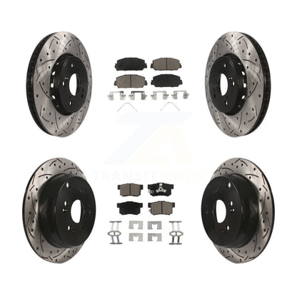 Drilled Slot Disc Brake Rotor Ceramic Pad Front Rear Kit For 2013-2018 Acura RDX