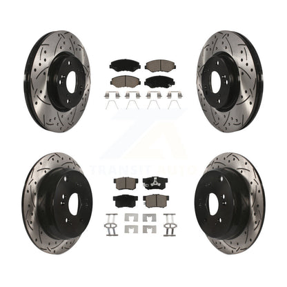 Drill Slot Disc Brake Rotors Ceramic Pad Front Rear Kit For 2005-2006 Honda CR-V