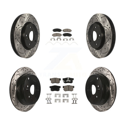 Drilled Slot Brake Rotor Ceramic Pad Front Rear Kit For 2012-2016 Honda CR-V AWD