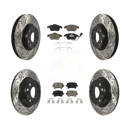 Drilled Slot Brake Rotor Ceramic Pad Front Rear Kit For Volkswagen CC GTI Passat