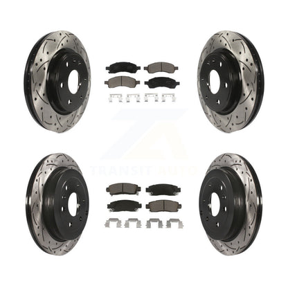 Drilled Slot Brake Rotor Ceramic Pad Front Rear Kit For GMC Acadia Buick Enclave