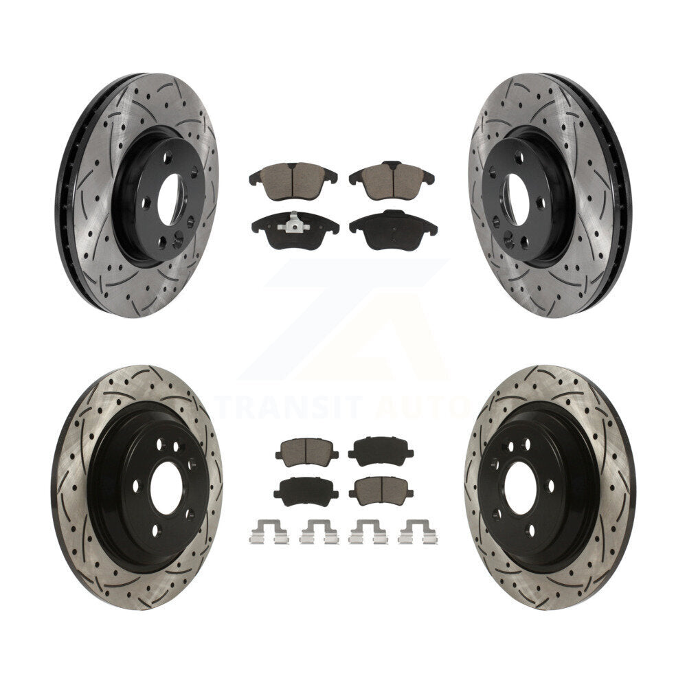 Coated Drilled Slotted Disc Brake Rotor Ceramic Pad Front Rear Kit For Volvo S60