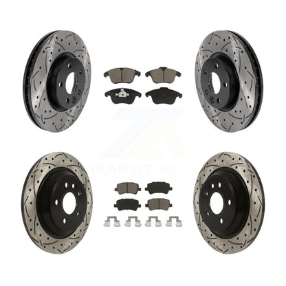 Coated Drilled Slotted Disc Brake Rotor Ceramic Pad Front Rear Kit For Volvo S60