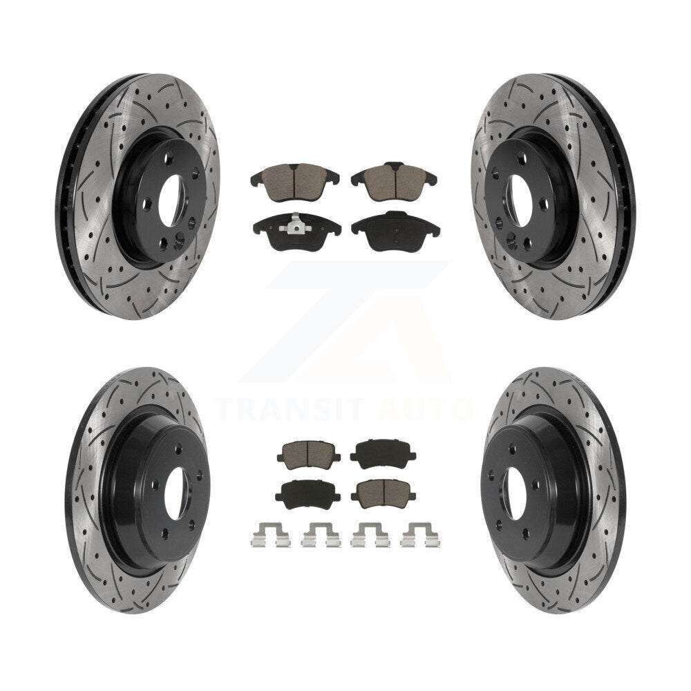Drilled Slot Brake Rotors Ceramic Pad Front Rear Kit For Land Rover Range Evoque