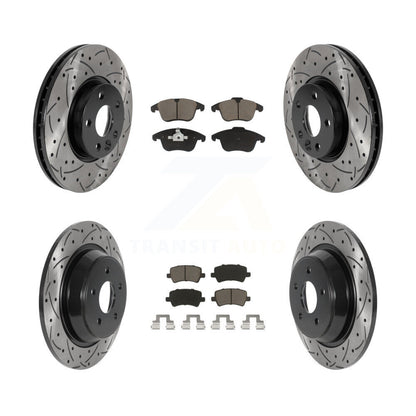 Drilled Slot Brake Rotors Ceramic Pad Front Rear Kit For Land Rover Range Evoque