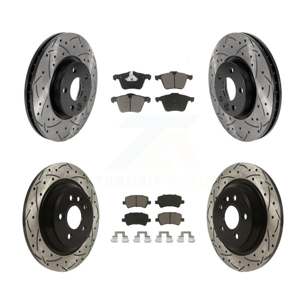 Coated Drilled Slotted Disc Brake Rotor Ceramic Pad Front Rear Kit For Volvo V70