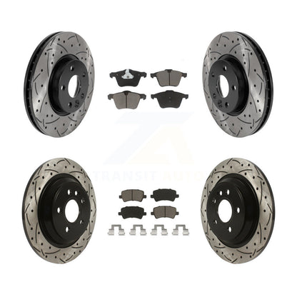 Coated Drilled Slotted Disc Brake Rotor Ceramic Pad Front Rear Kit For Volvo V70