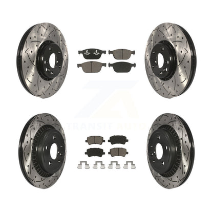 Drill Slot Disc Brake Rotors Ceramic Pad Front Rear Kit For 2010-2015 Volvo XC60