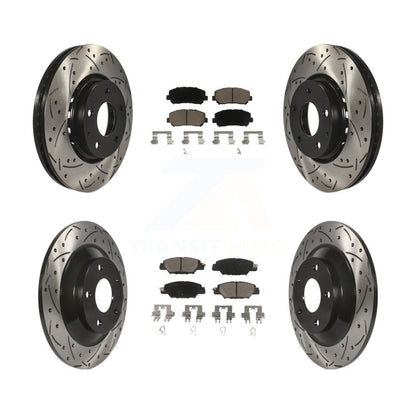 Coated Drilled Slot Disc Brake Rotor & Ceramic Pad Front Rear Kit For Mazda CX-5