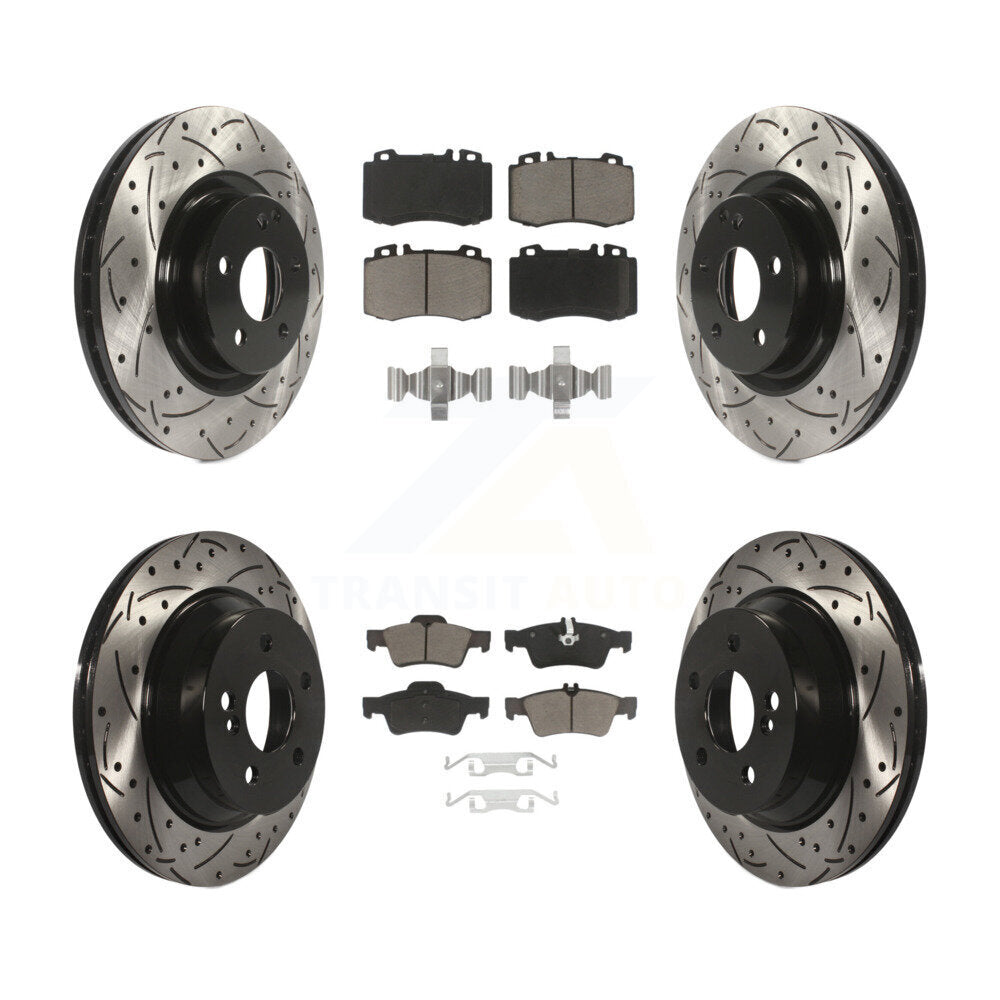 Drill Slot Brake Rotors Ceramic Pad Front Rear Kit For Mercedes-Benz CLS550 E550