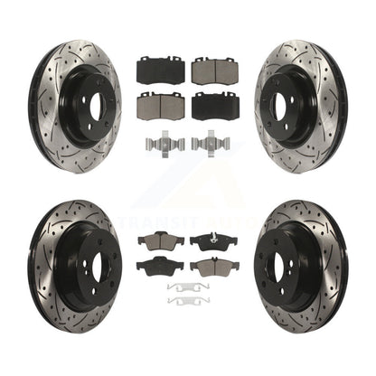 Drill Slot Brake Rotors Ceramic Pad Front Rear Kit For Mercedes-Benz CLS550 E550