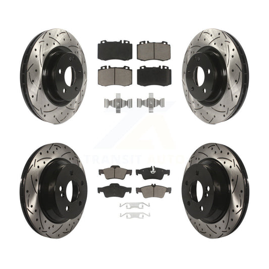 Drill Slot Brake Rotors Ceramic Pad Front Rear Kit For Mercedes-Benz CLS550 E550