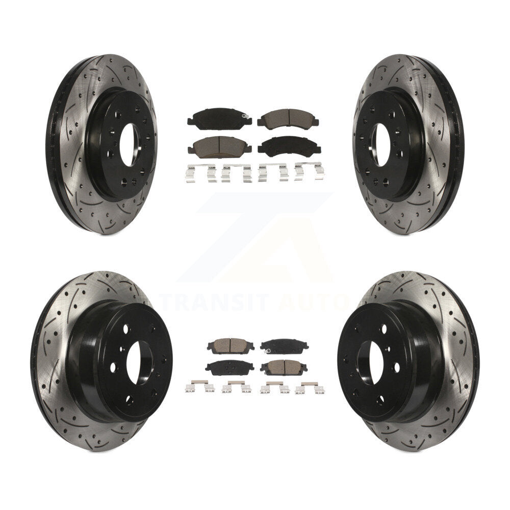 Drill Slot Brake Rotors Ceramic Pad Front Rear Kit For GMC Sierra 1500 Chevrolet