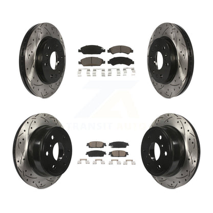Drill Slot Brake Rotors Ceramic Pad Front Rear Kit For GMC Sierra 1500 Chevrolet
