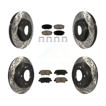 Drill Slot Brake Rotors Ceramic Pad Front Rear Kit For Kia Hyundai Forte Kona GT