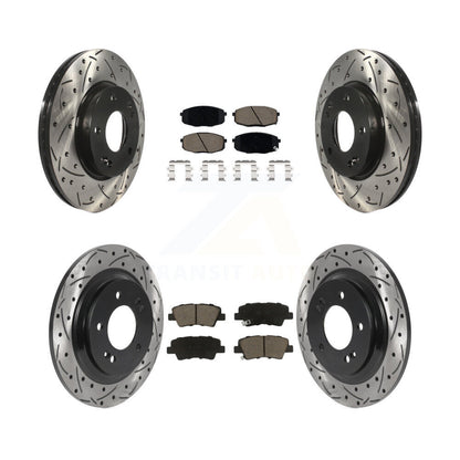 Drill Slot Brake Rotor Ceramic Pad Front Rear Kit For Kia Forte5 Hyundai Elantra